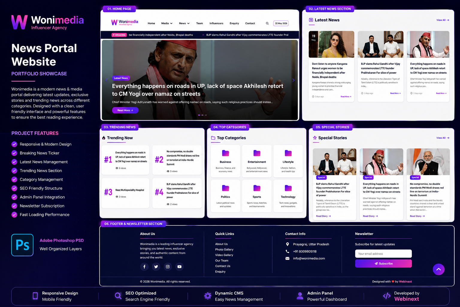 Wonimedia News Portal Website